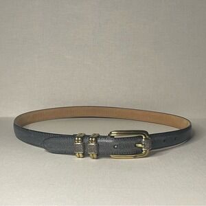 Brighton Classics Snake-Embossed Leather Belt Gold & Silver Buckle Size M